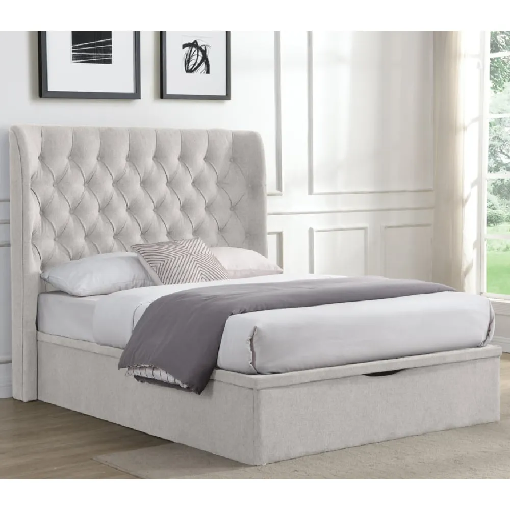 Colusa Double Ottoman Storage Bed - Beige, Fabric image