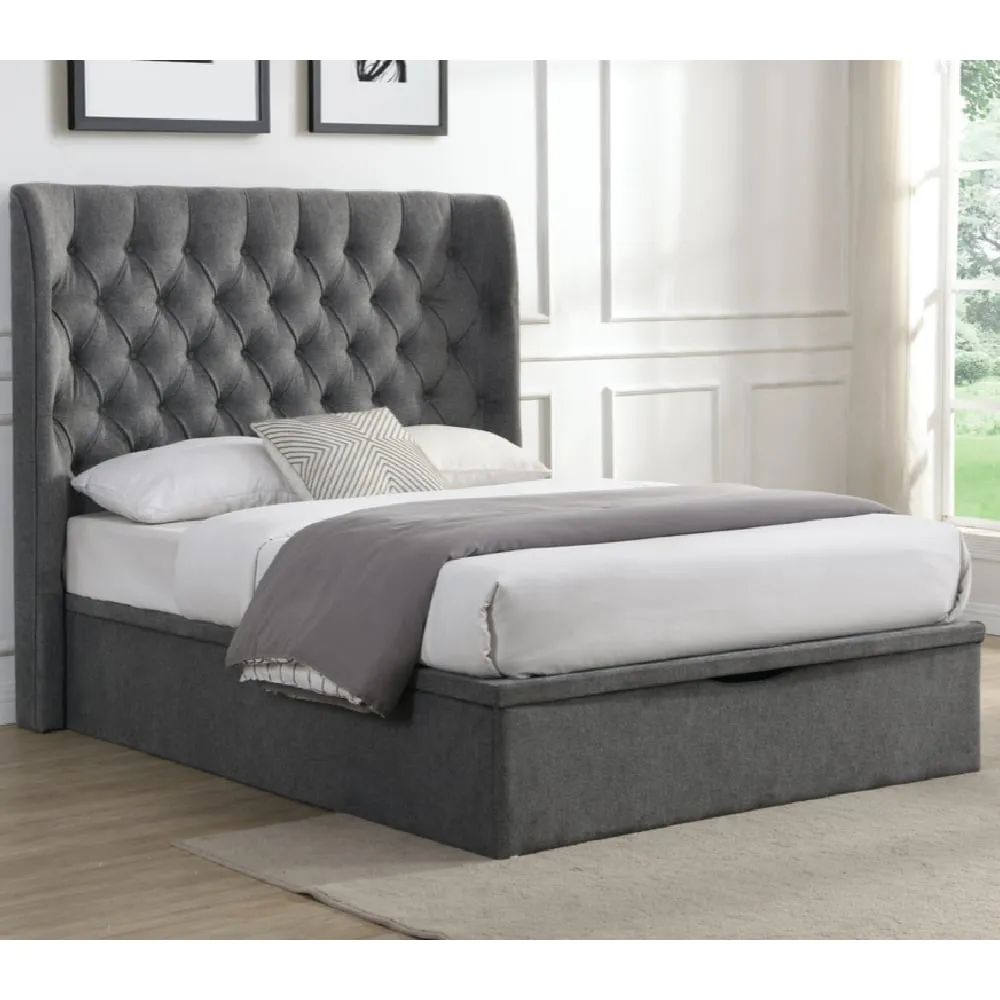 Colusa Double Ottoman Storage Bed - Grey, Fabric