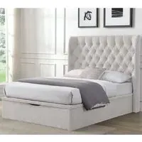 Colusa King Size Ottoman Storage Bed - Beige, Fabric