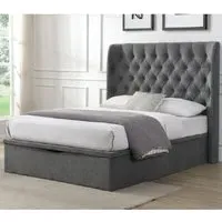 Colusa King Size Ottoman Storage Bed - Grey, Fabric