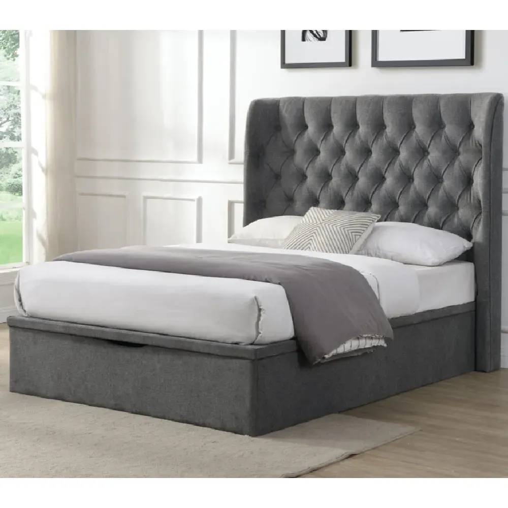 Colusa King Size Ottoman Storage Bed - Grey, Fabric