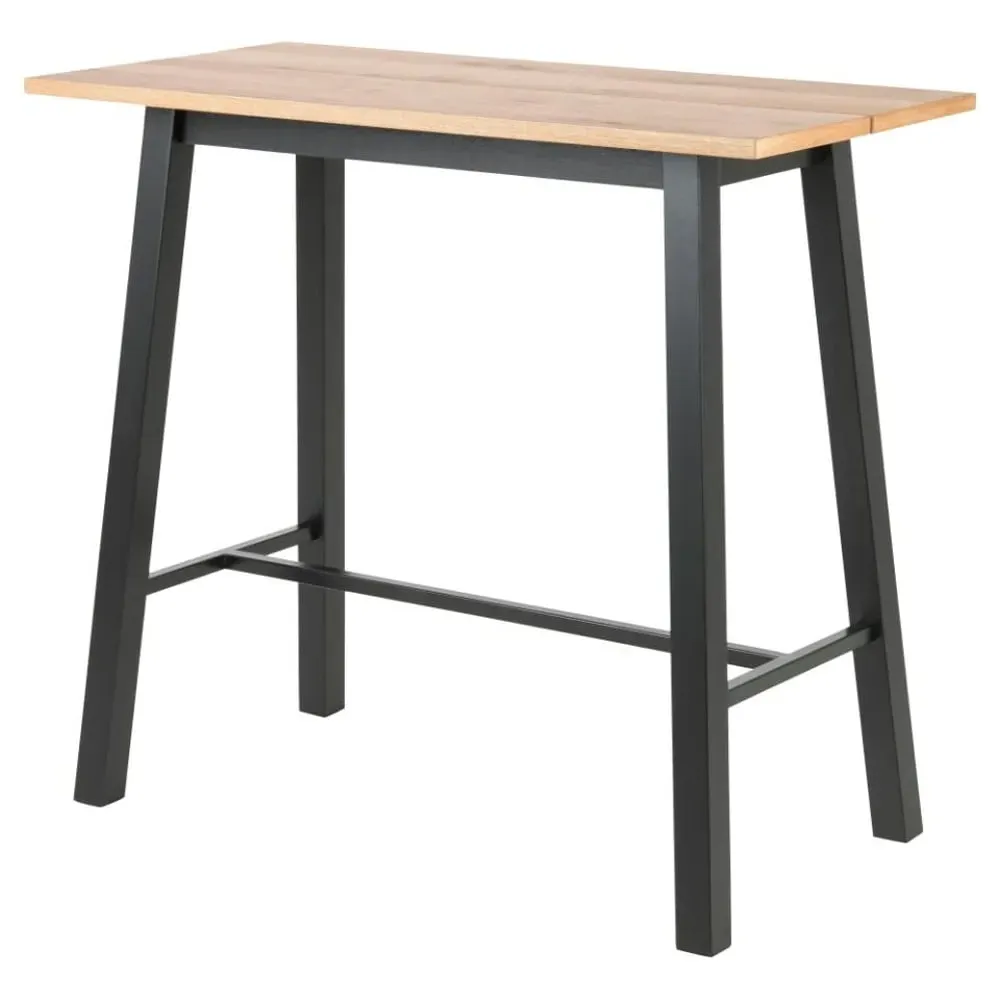 Colza Rectangular Bar Table with Black Metal Frame - Wild Oak
