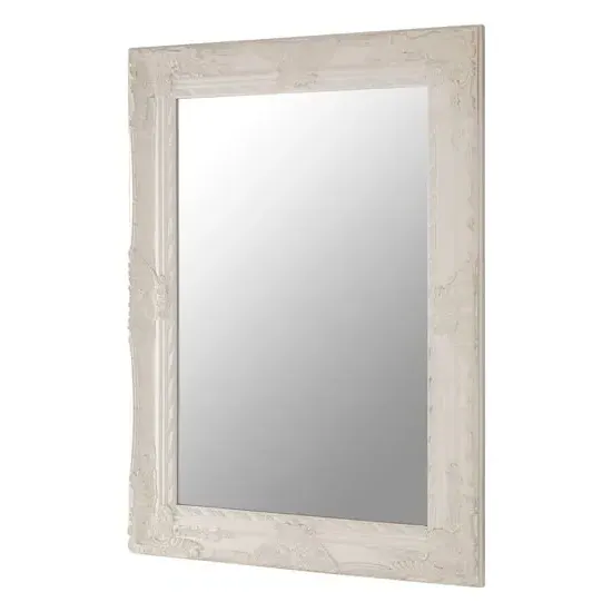 Comato Rectangular Wall Mirror - White, Wood image