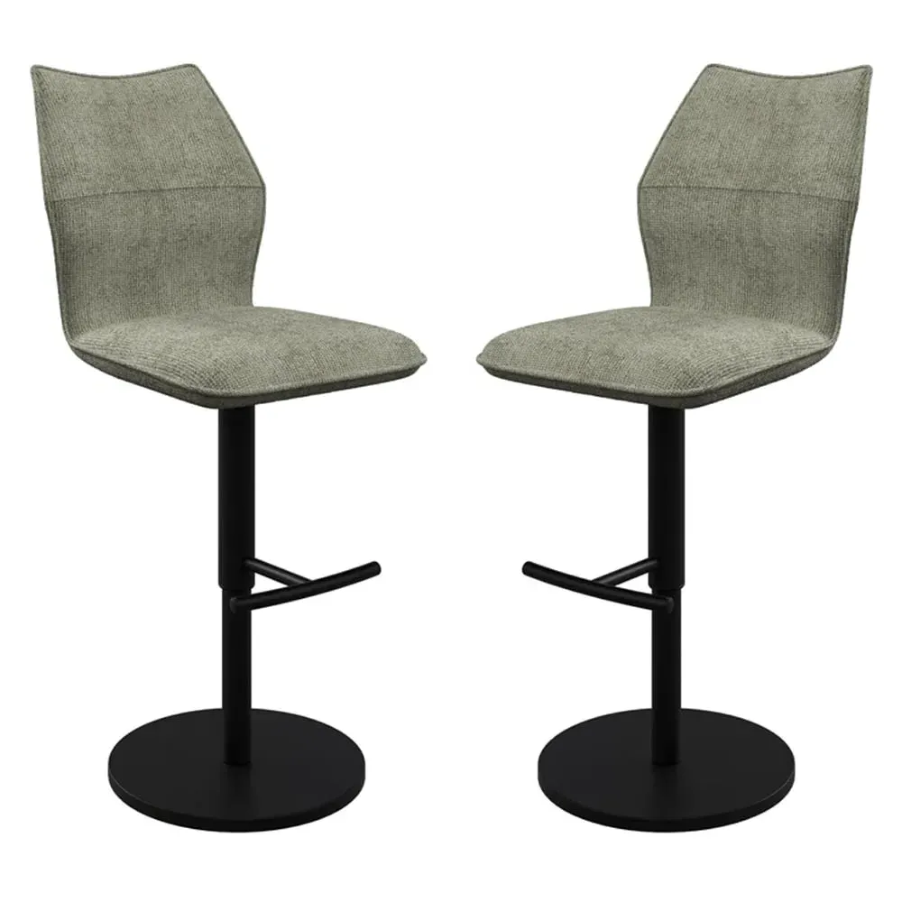 Comstock Bar Chairs with Swivel - Green, Fabric image
