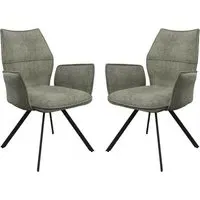 Comstock Dining Armchairs Pair - Green, Fabric