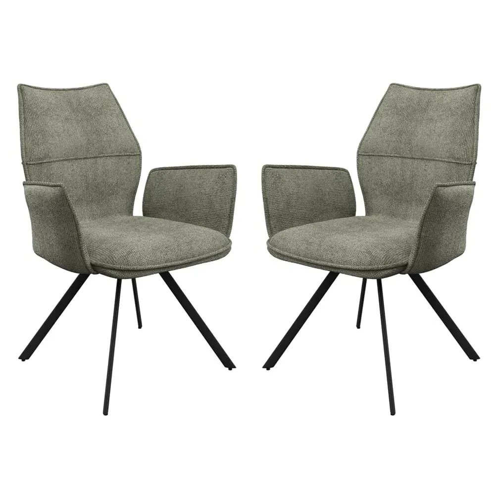 Comstock Dining Armchairs Pair - Green, Fabric image