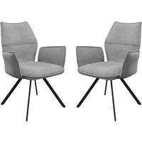 Comstock Dining Armchairs Pair - Grey, Fabric