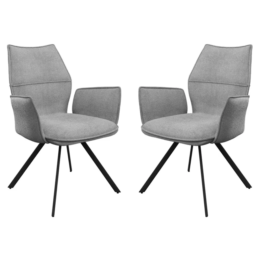 Comstock Dining Armchairs Pair - Grey, Fabric