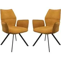 Comstock Dining Armchairs Pair - Mustard, Fabric