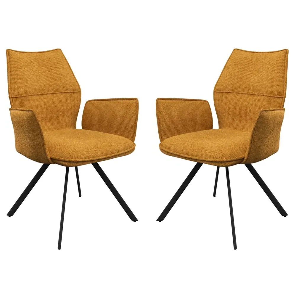 Comstock Dining Armchairs Pair - Mustard, Fabric