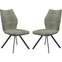 Comstock Dining Chairs In Pair - Green, Fabric
