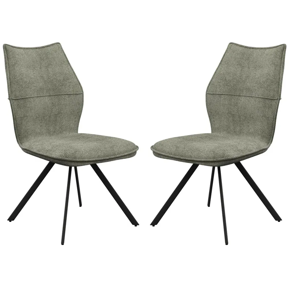 Comstock Dining Chairs In Pair - Green, Fabric image