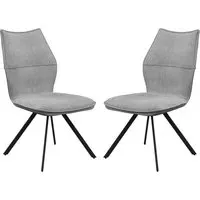 Comstock Dining Chairs In Pair - Grey, Fabric