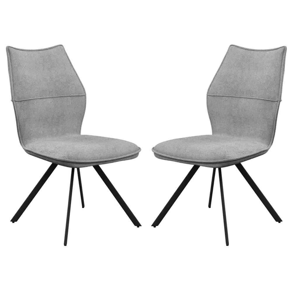 Comstock Dining Chairs In Pair - Grey, Fabric