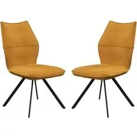 Comstock Dining Chairs In Pair - Mustard, Fabric