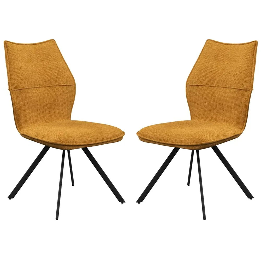 Comstock Dining Chairs In Pair - Mustard, Fabric