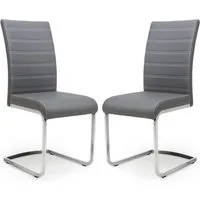 Conary Dining Chairs in Pair - Grey, Leather alternate view