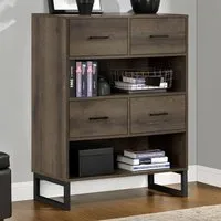 Condon Wooden Bookcase with 4 Drawers 2 Shelves - Brown