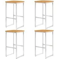 Connie Set of 4 Bar Stools with Steel Frame - Natural, Acacia