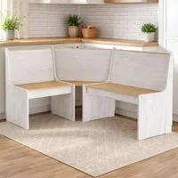 Conroe Corner Dining Bench - Honey Brown, White, Solid Pinewood alternate view