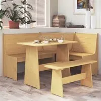 Conroe Corner Dining Set - Honey Brown, Pinewood