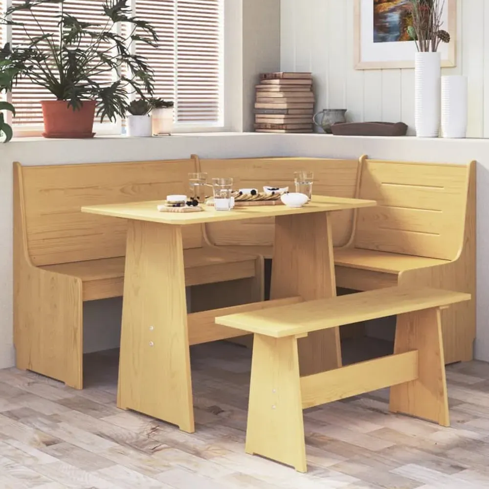 Conroe Corner Dining Set - Honey Brown, Pinewood