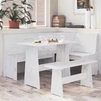 Conroe Corner Dining Set - White, Pinewood