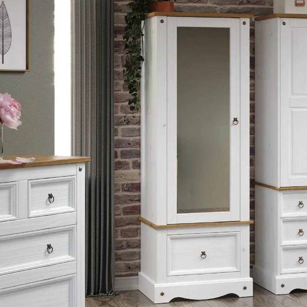 Consett 1-Door 1-Drawer Wardrobe - White, Oak