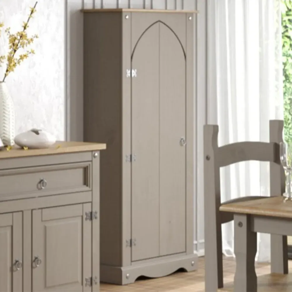Consett 1-Door Wardrobe - Grey, Oak