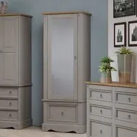 Consett 1-Door Wardrobe with Drawer - Grey, Oak