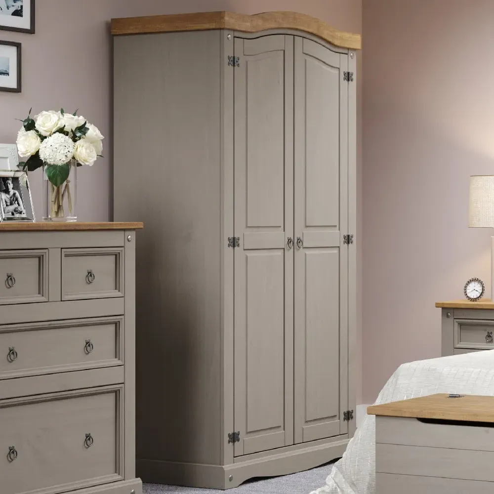 Consett 2-Door Wardrobe - Grey, Oak