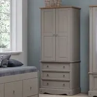 Consett 2-Door Wardrobe with 3 Drawers - Grey, Oak