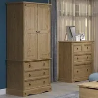 Consett 2-Door Wardrobe with 3 Drawers - Oak