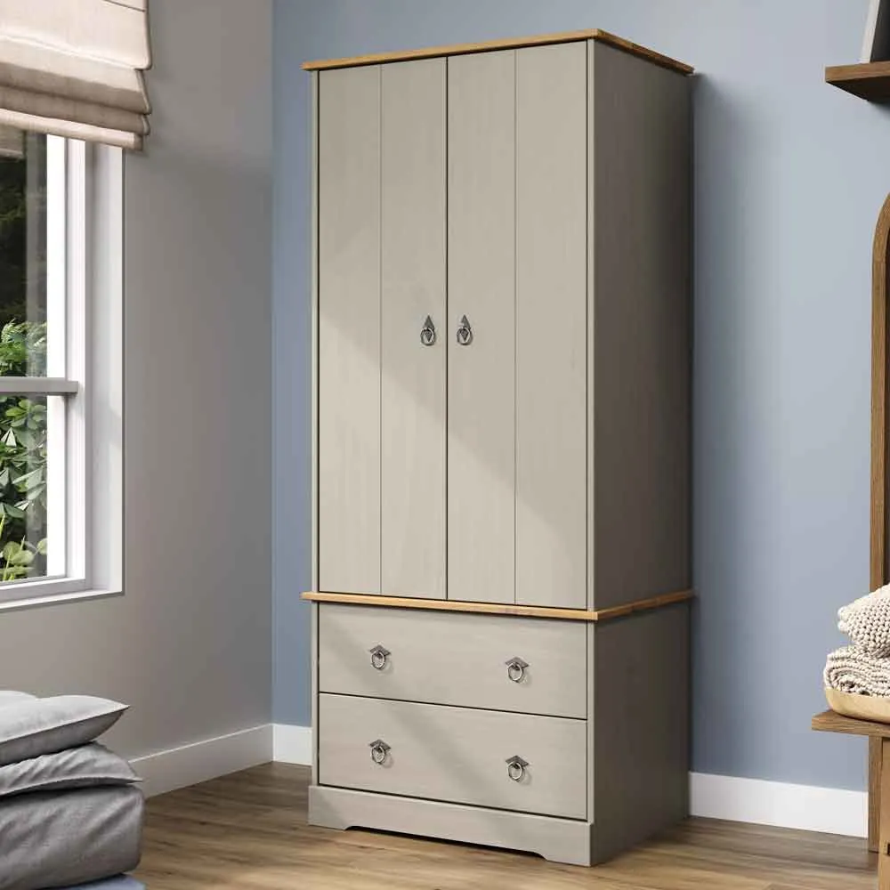 Consett 2-Door Wardrobe with Drawers - Grey, Oak product