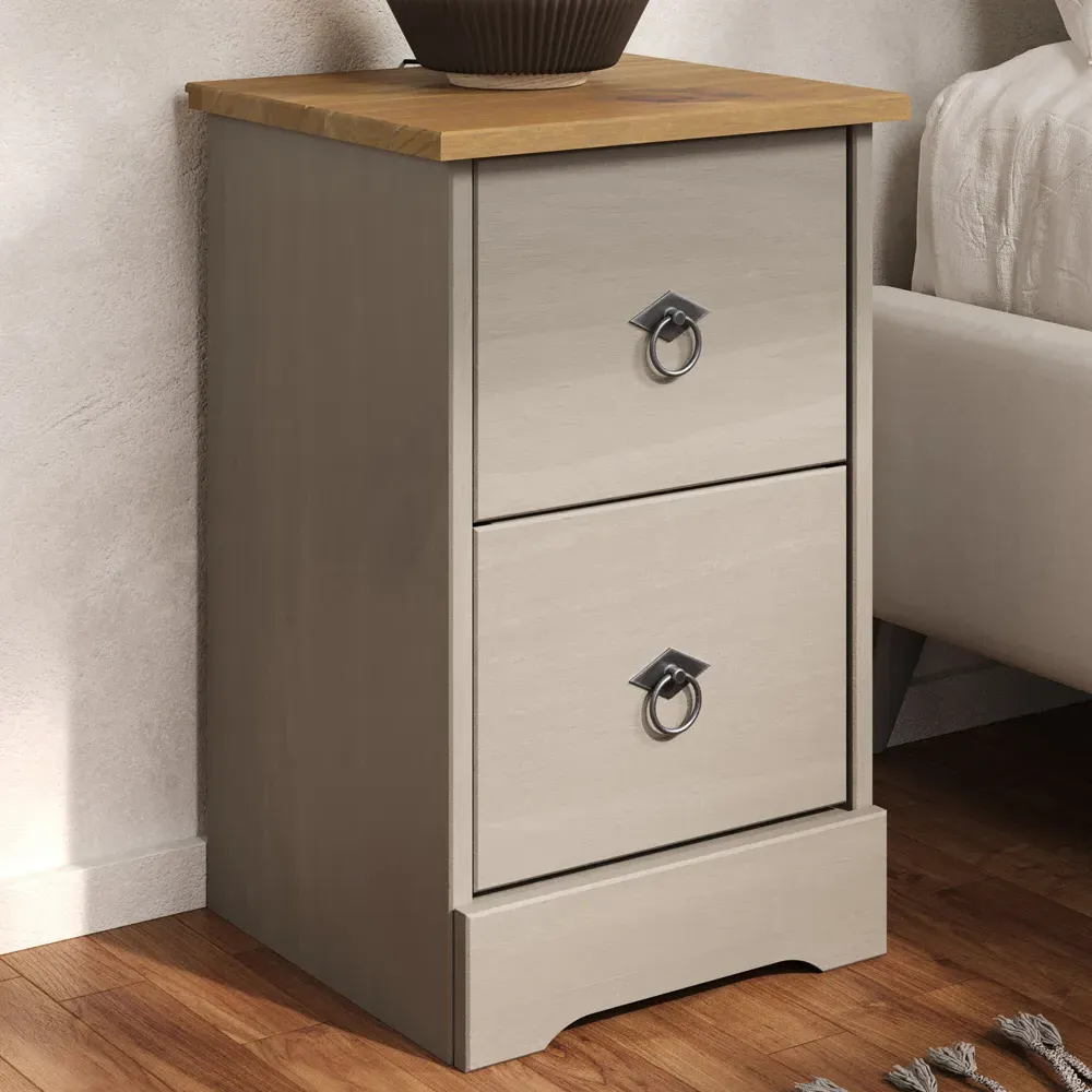 Consett 2 Drawer Bedside Cabinet - Grey Oak, Wood product