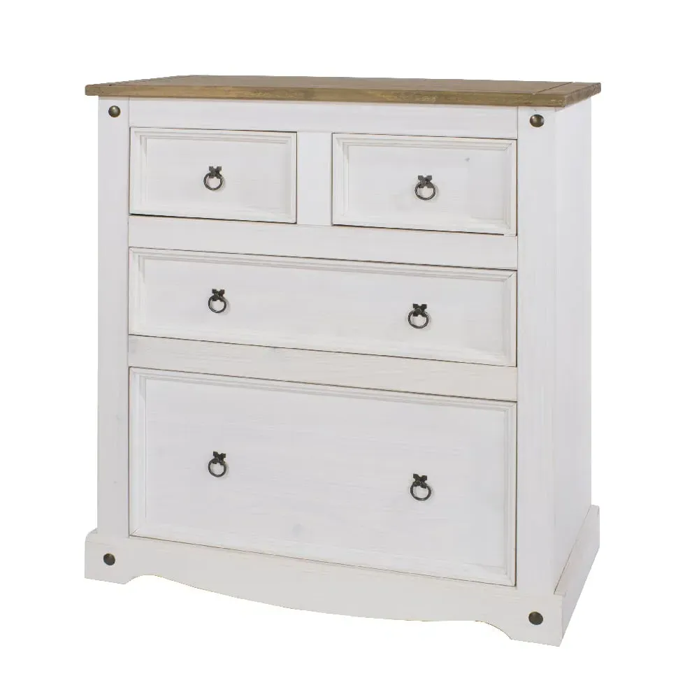 Consett 4 Drawer Chest - White, Oak image