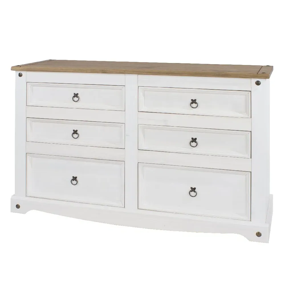 Consett 6 Drawer Chest - White, Oak image
