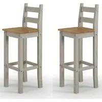 Consett Bar Chairs Pair - Grey, Oak
