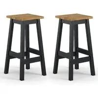 Consett Bar Stools in Pair - Black, Oak