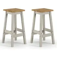 Consett Bar Stools in Pair - Grey, Oak