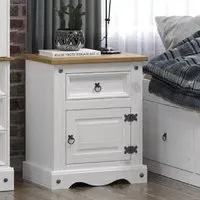 Consett Bedside Cabinet with 1 Door 1 Drawer - White, Oak