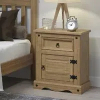 Consett Bedside Cabinet with 1 Door 2 Drawers - Oak