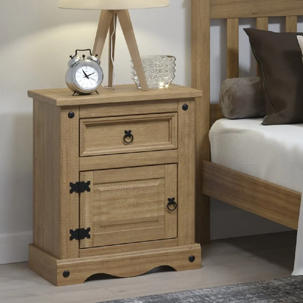 Consett Bedside Cabinet with 1 Door 2 Drawers - Oak