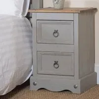 Consett Bedside Cabinet with 2 Drawers - Grey, Oak