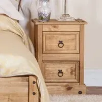 Consett Bedside Cabinet with 2 Drawers - Oak