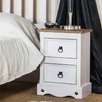 Consett Bedside Cabinet with 2 Drawers - White, Oak