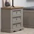 Consett Bedside Cabinet with 3 Drawers - Grey, Oak