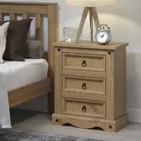 Consett Bedside Cabinet with 3 Drawers - Oak