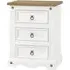 Consett Bedside Cabinet with 3 Drawers - White, Oak