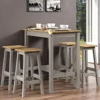 Consett Breakfast Table with 4 Stools - Grey, Oak